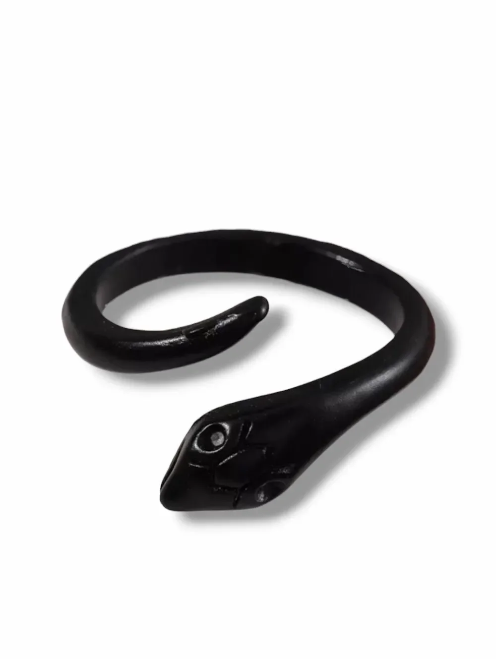 Black Obsidian Snake Wrap Ring Adjustable Serpent Size 9 Gothic NWT